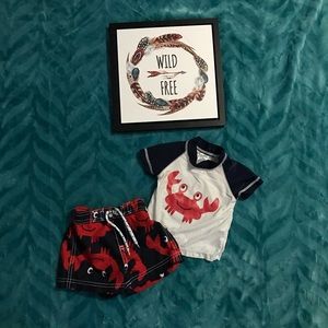 3-6 month Boys Crab Swim Outfit